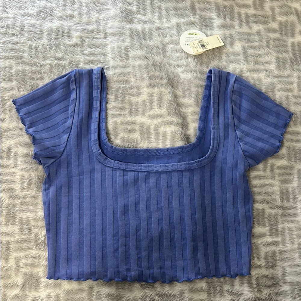 Aerie Offline | Blue Striped Crop Top